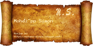 Mohápp Simon névjegykártya